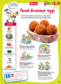 Téléchargez la recette des Scotch eggs du magazine I Love English for Kids, avril 2016 - Illustrations : Eglantine Bonetto