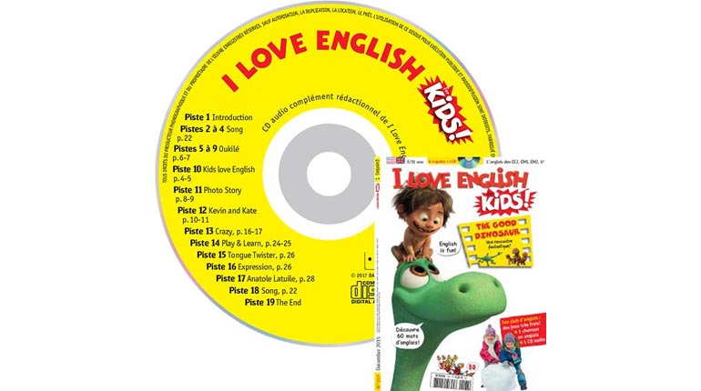 couverture I Love English for Kids n°167, décembre 2015, avec CD audio