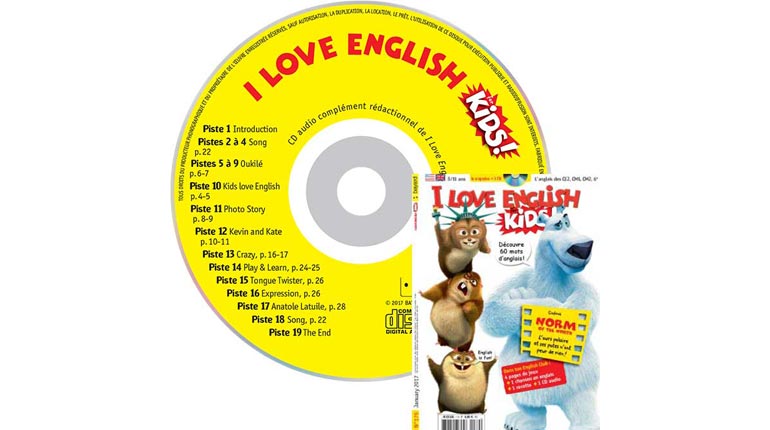 couverture I Love English for Kids n°179, janvier 2017, avec CD audio