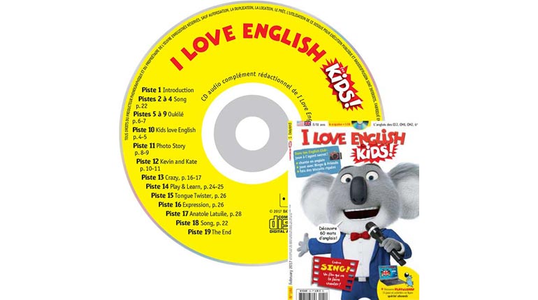 couverture I Love English for Kids n°180, février 2017, avec CD audio