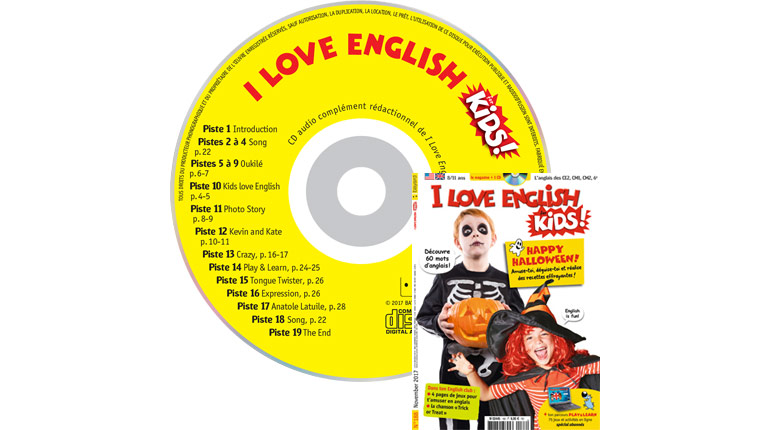 couverture I Love English for Kids n°188, novembre 2017, avec CD audio