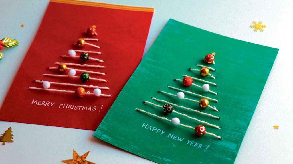 Bricolage en anglais christmas tree cards I Love English