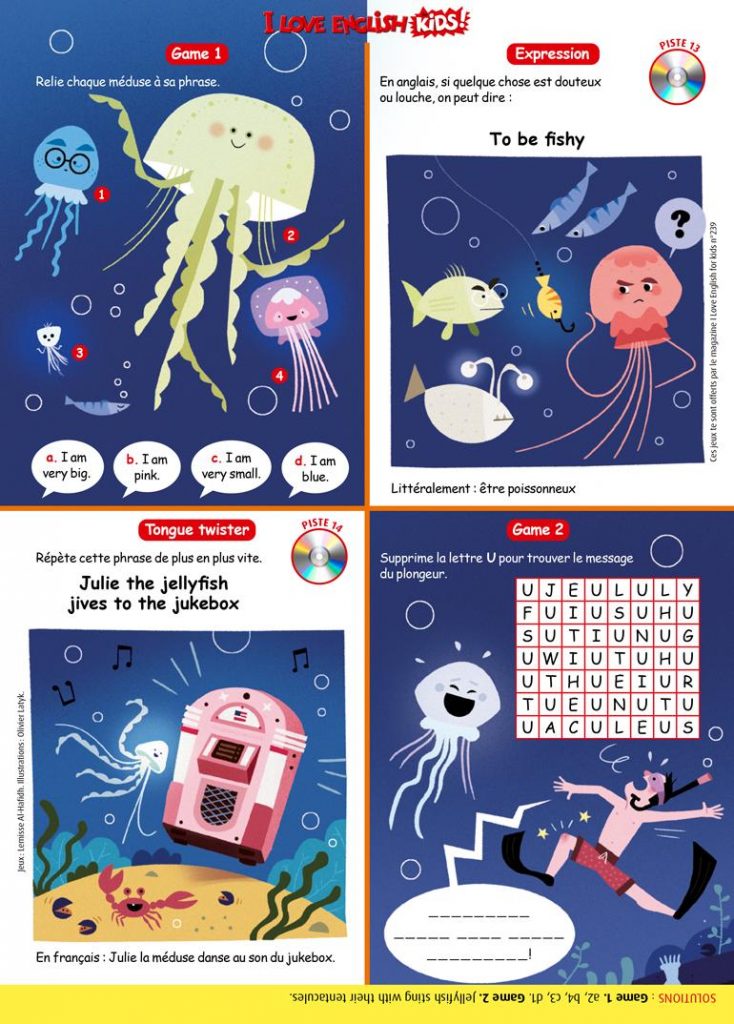 Jeux en anglais pour les CE2, CM1, CM2, 6e : téléchargez les jeux extraits du numéro 239 du magazine I Love English for Kids pour les 8-11 ans.