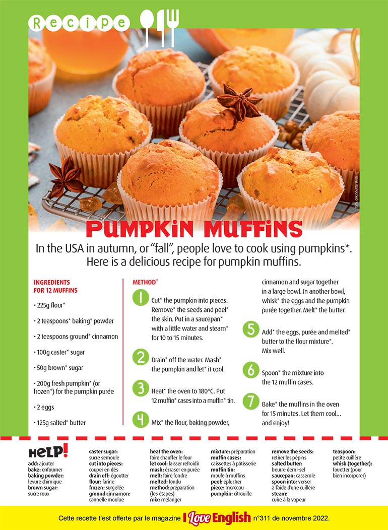Pumpkin muffins, I Love English n°311, novembre 2022. Photo : rom_olik/Shutterstock.