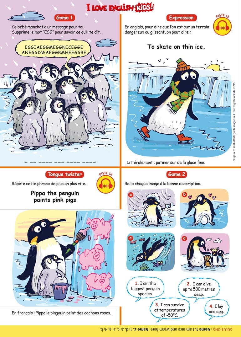 Jeux en anglais les manchots empereurs I Love English