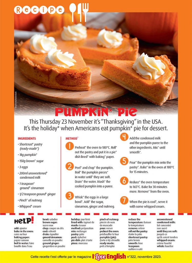 Pumpkin pie, I Love English n°322, novembre 2023. Photo : Evrymmnt/AdobeStock.