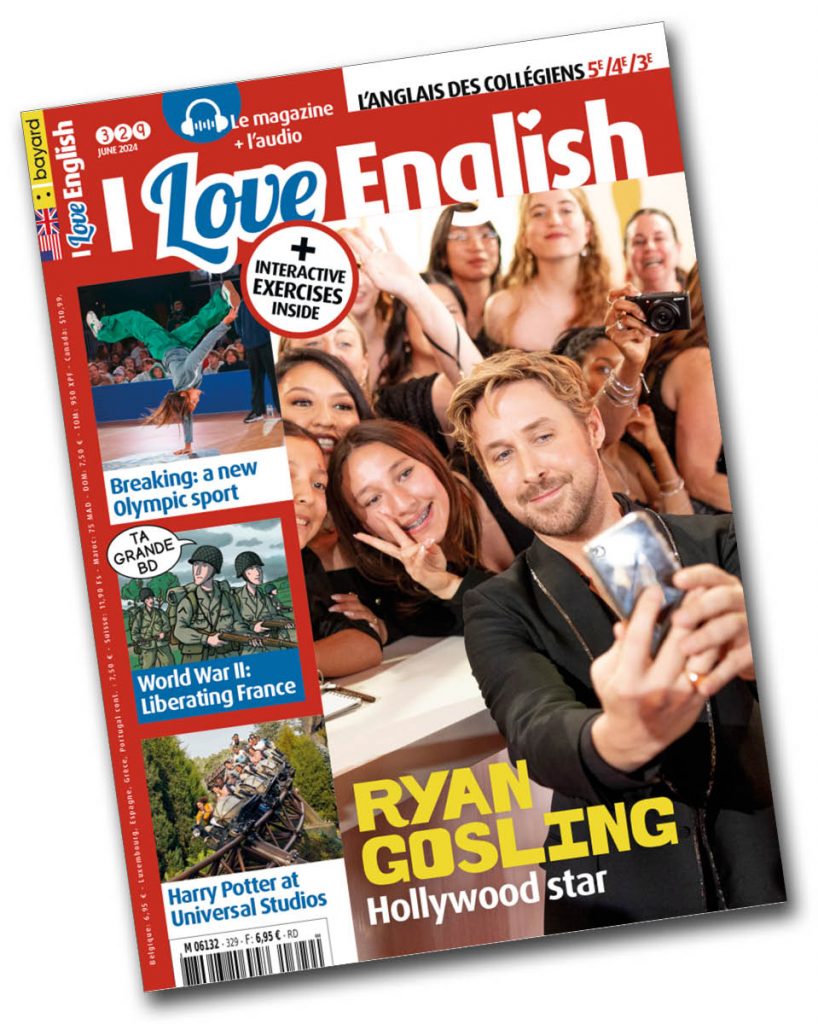 Couverture du magazine I LOVE ENGLISH n° 329 (juin 2024). En kiosque le 22 mai. 